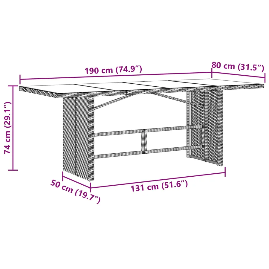 Ensemble de salle à manger pour jardin 7 pcs Noir polyrotin - 14