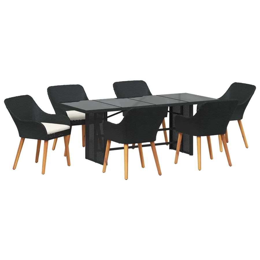 Ensemble de salle à manger pour jardin 7 pcs Noir polyrotin - 2