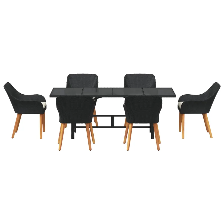 Ensemble de salle à manger pour jardin 7 pcs Noir polyrotin - 7