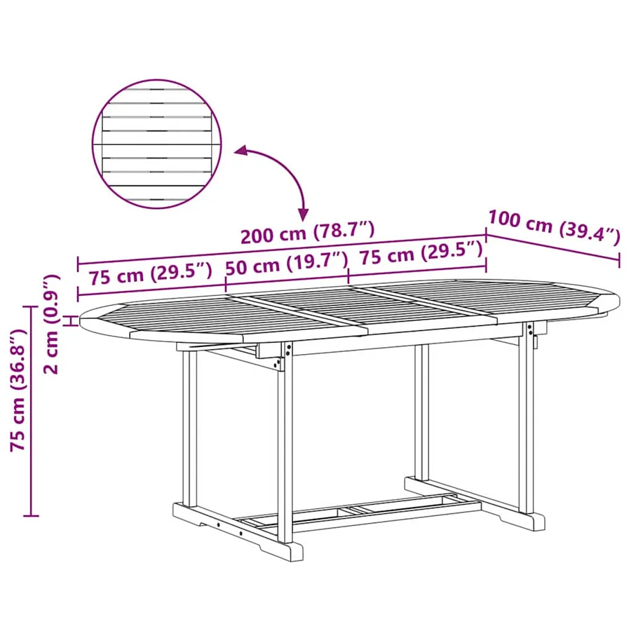 Ensemble de salle à manger pour jardin 7 pcs Marron - 11