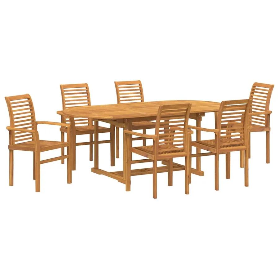 Ensemble de salle à manger pour jardin 7 pcs Marron - 2