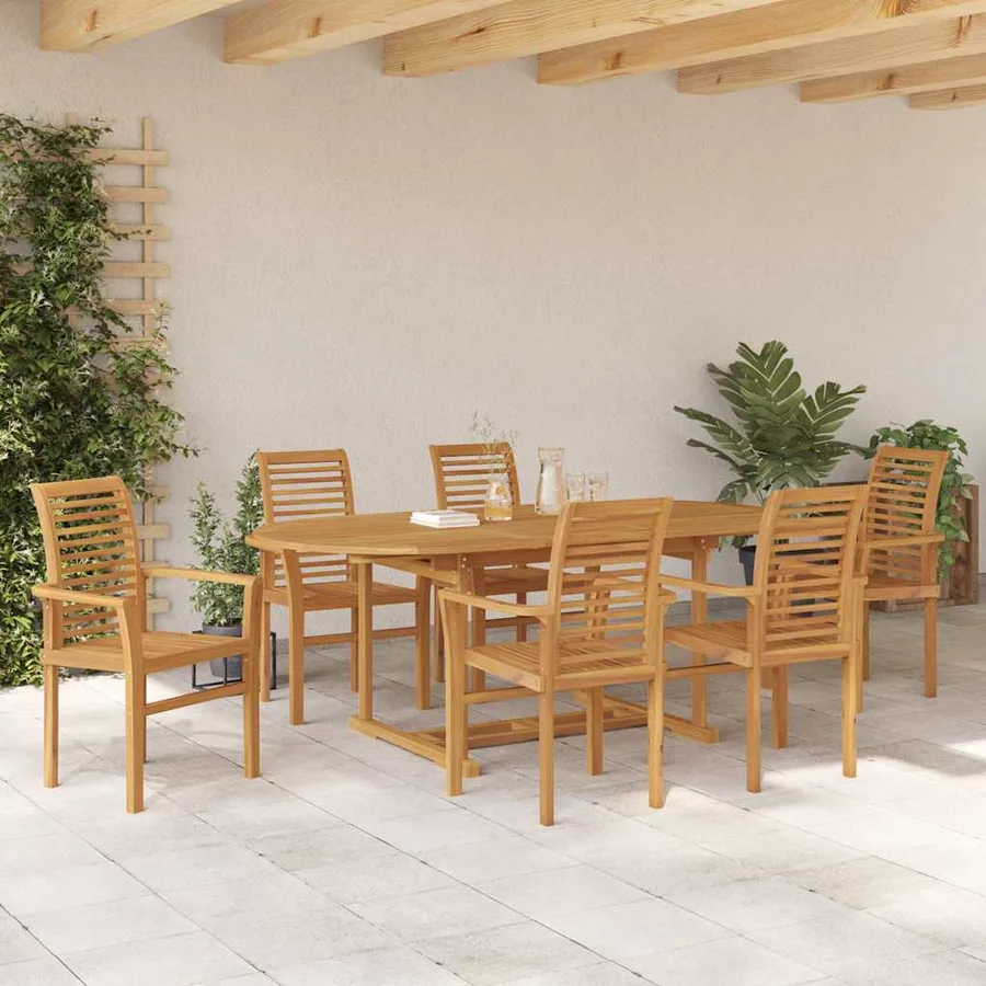 Ensemble de salle à manger pour jardin 7 pcs Marron - 4