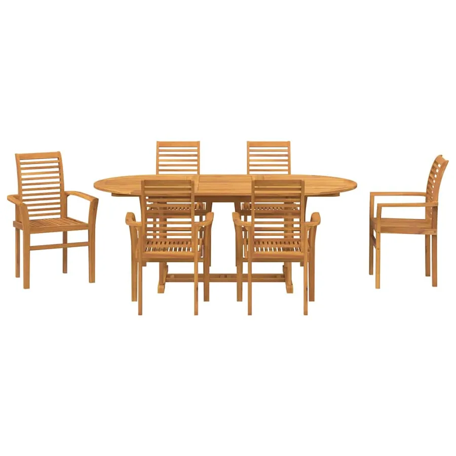 Ensemble de salle à manger pour jardin 7 pcs Marron - 7