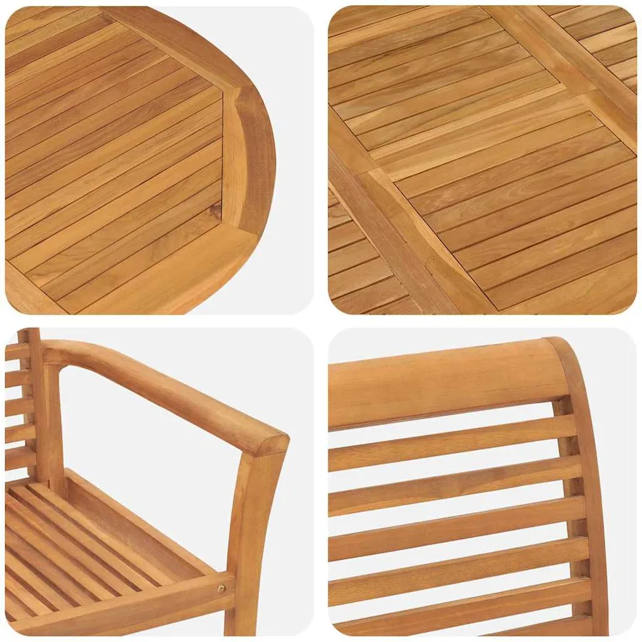 Ensemble de salle à manger pour jardin 7 pcs Marron - 9