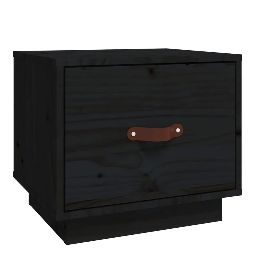 Table de chevet Noir 40x34x35 cm Bois de pin solide - 2