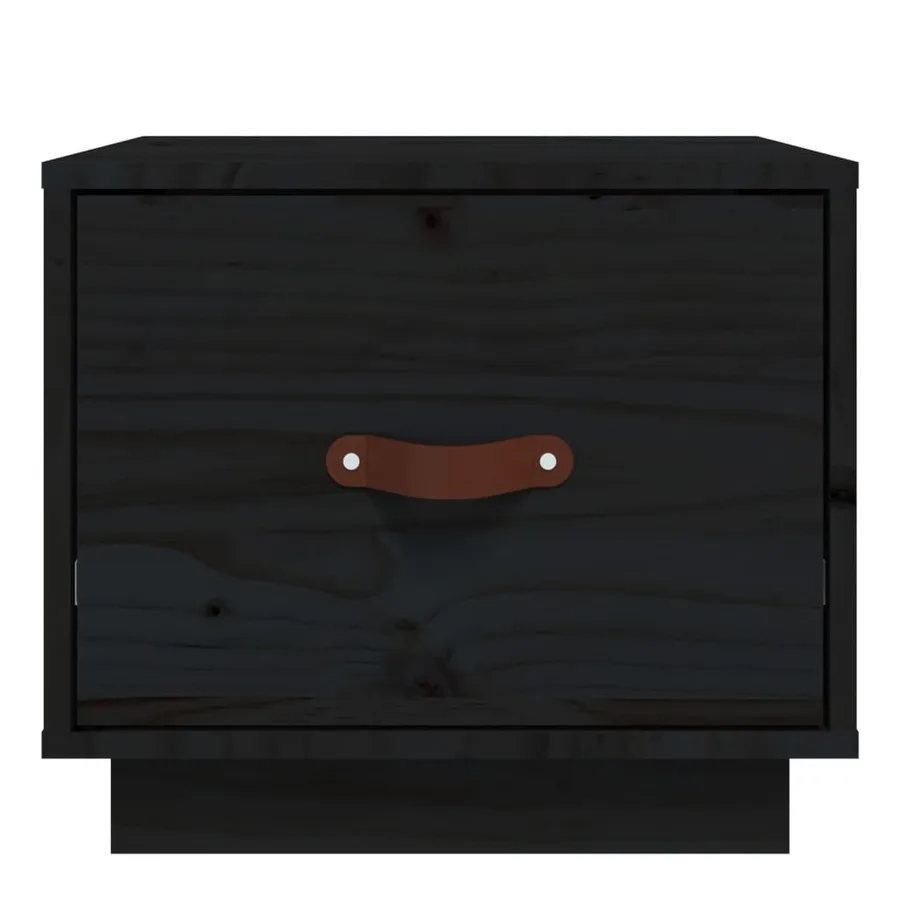 Table de chevet Noir 40x34x35 cm Bois de pin solide - 5