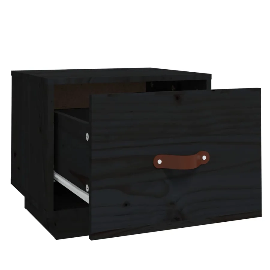 Table de chevet Noir 40x34x35 cm Bois de pin solide - 7