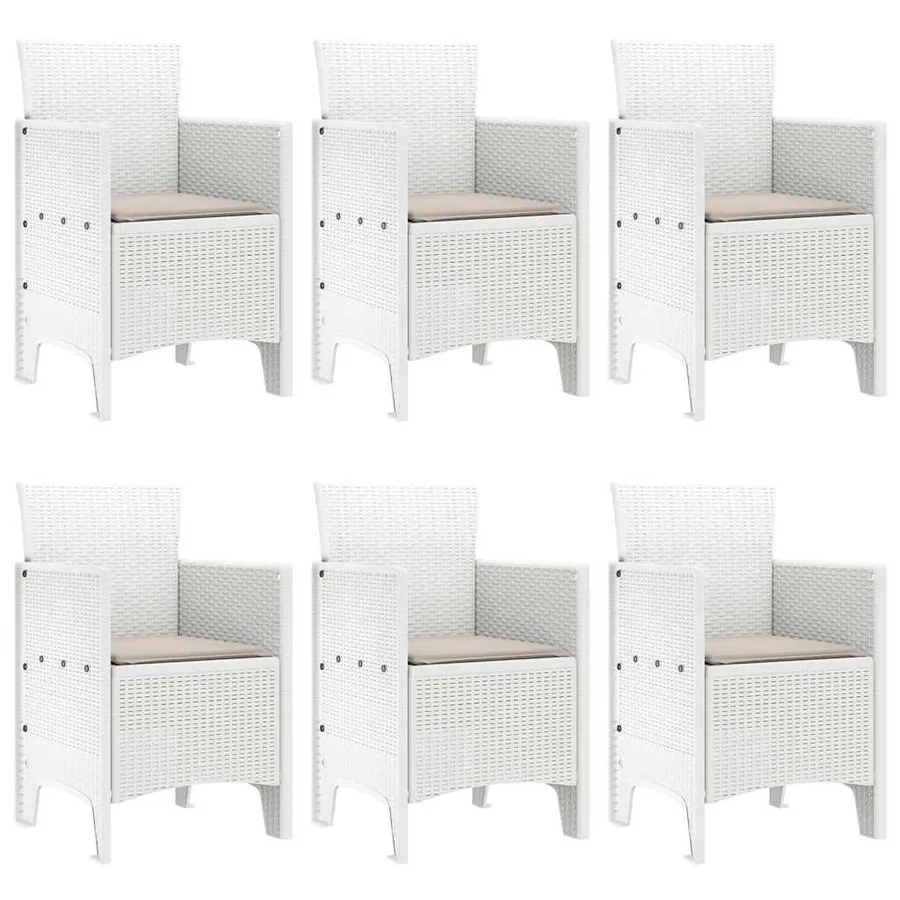 Ensemble de salle à manger pour jardin 7 pcs Blanc Rattan Polt - 4