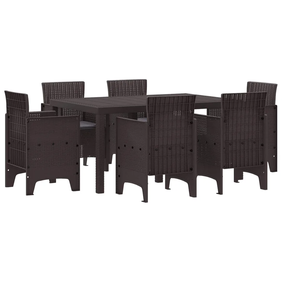 Ensemble de salle à manger pour jardin 7 pcs Marron Rattan Polt