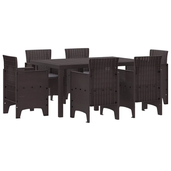 Ensemble de salle à manger pour jardin 7 pcs Marron Rattan Polt
