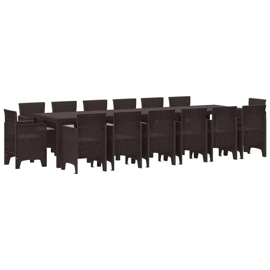 Ensemble de salle à manger pour jardin 15 pcs Marron