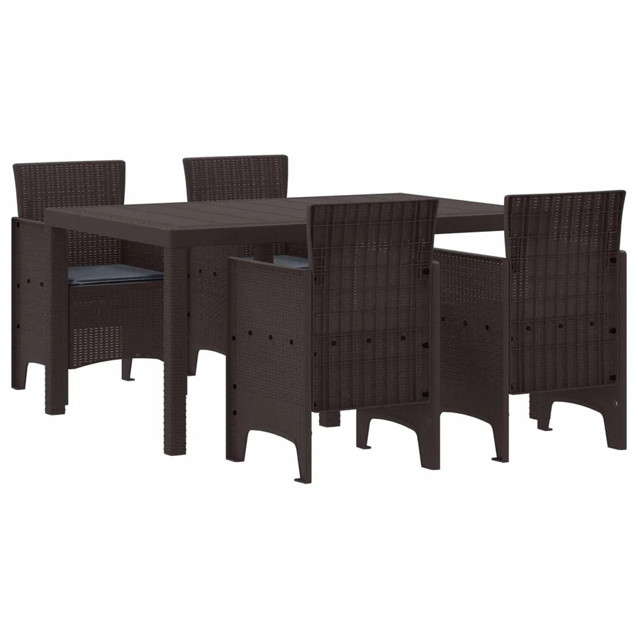 Ensemble de salle à manger pour jardin 5 pcs Marron Rattan Polt