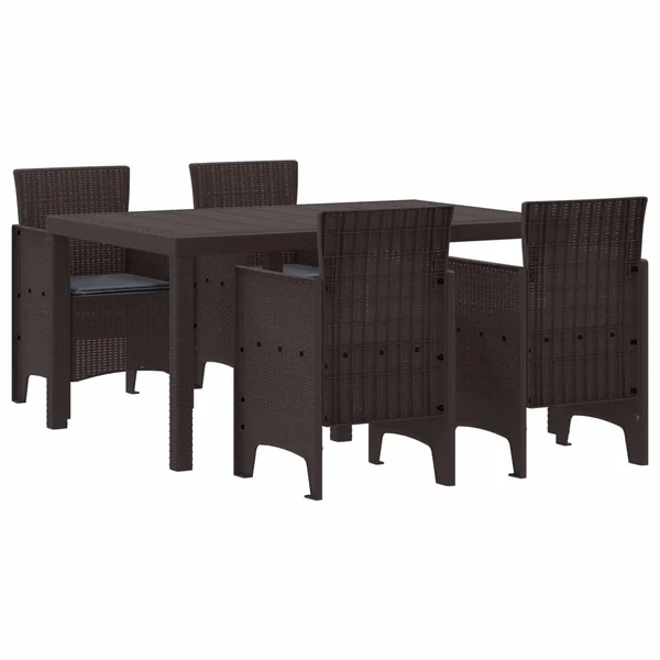 Ensemble de salle à manger pour jardin 5 pcs Marron Rattan Polt