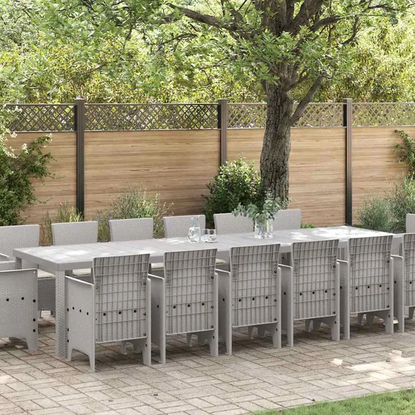 Ensemble de salle à manger pour jardin 15 pcs Gris clair