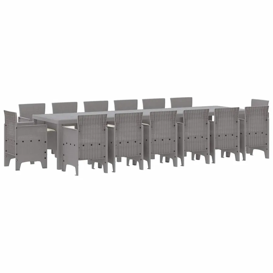 Ensemble de salle à manger pour jardin 15 pcs Gris clair - 2