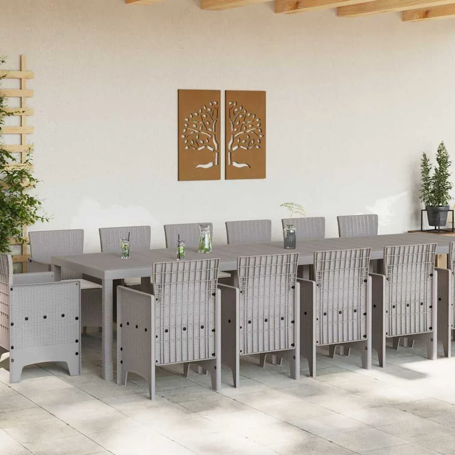 Ensemble de salle à manger pour jardin 15 pcs Gris clair - 3