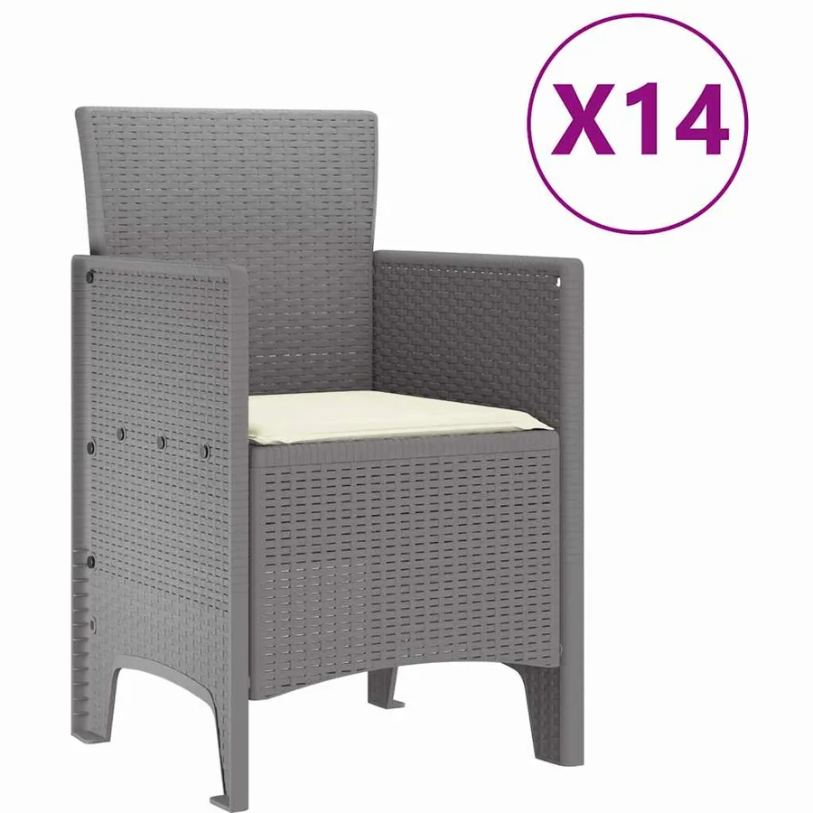 Ensemble de salle à manger pour jardin 15 pcs Gris clair - 5