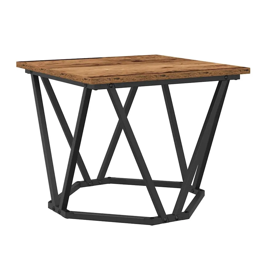 Table basse 3 pcs Bois Ancien Bois d'ingénierie et acier - 6