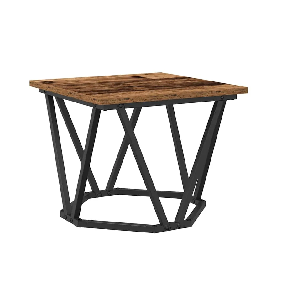 Table basse 3 pcs Bois Ancien Bois d'ingénierie et acier - 7
