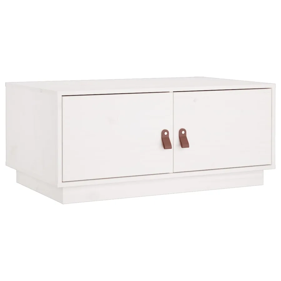 Table basse Blanc 80x50x35 cm Bois massif de pin - 2