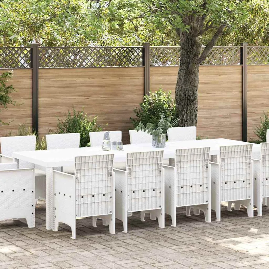 Ensemble de salle à manger pour jardin 13 pcs Blanc