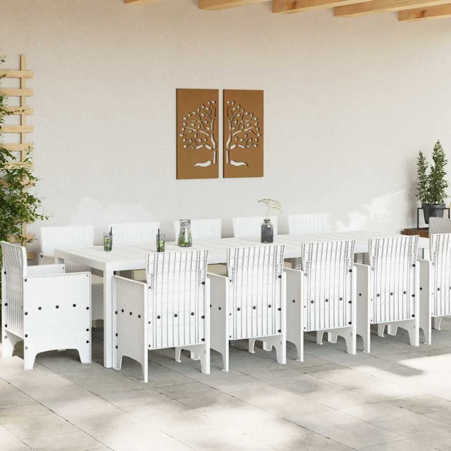 Ensemble de salle à manger pour jardin 13 pcs Blanc - 3