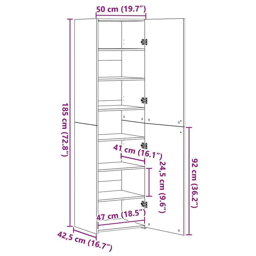 Haut Armoire Chêne noir 50 x 42,5 x 185 cm - 14