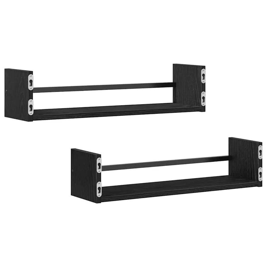 Étagère Murale Montage mural 2 pcs Chêne noir 60 x 16 x 14 cm - 5
