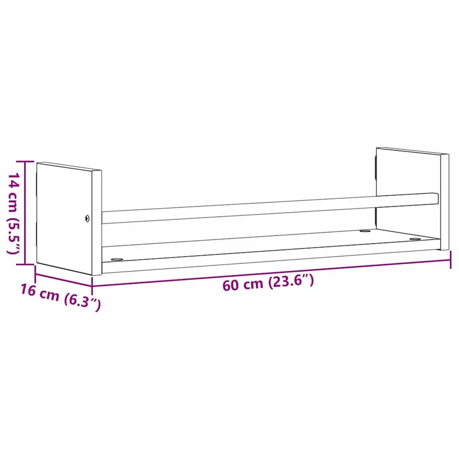 Étagère Murale Montage mural 2 pcs Chêne noir 60 x 16 x 14 cm - 8