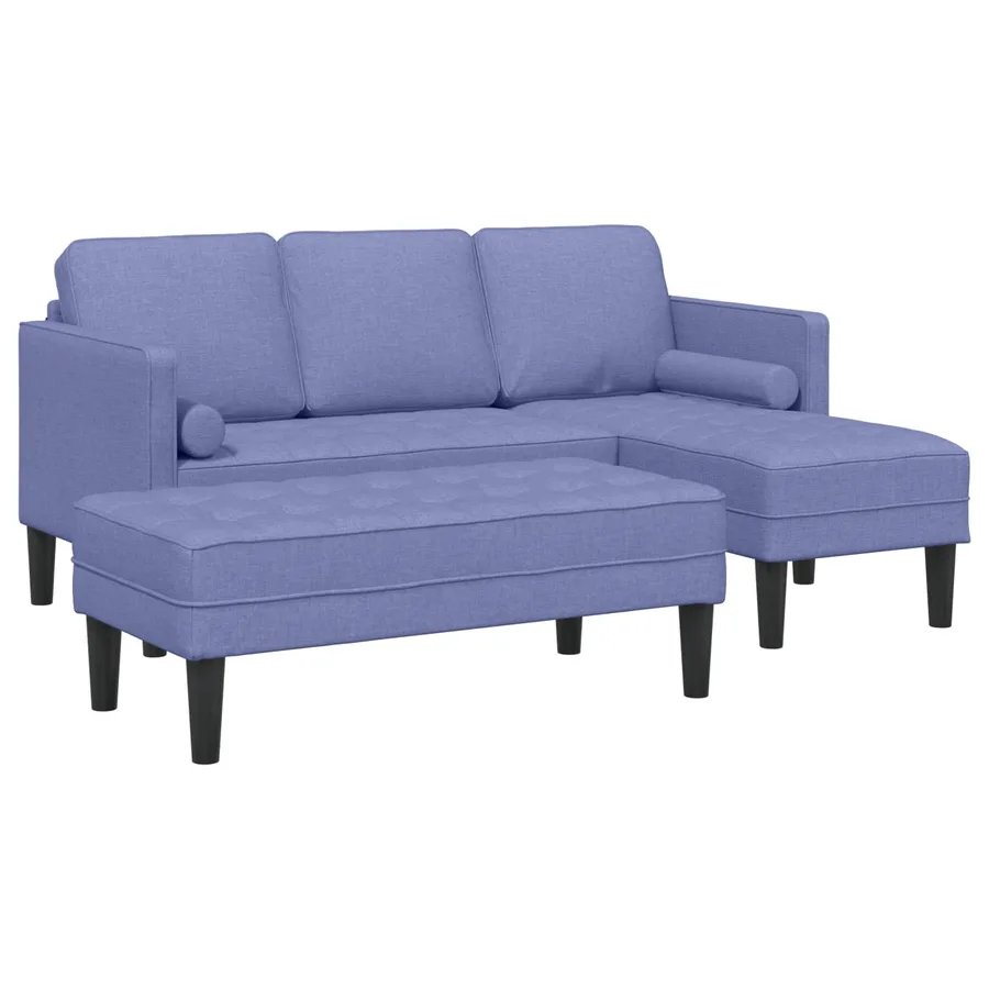 Ensemble de Canapés avec coussin 2 pcs Bleu denim Polyester - 2
