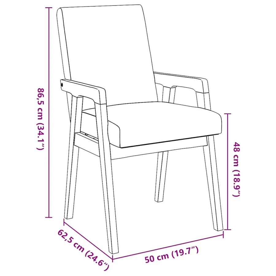 Chaises de salle à manger avec coussins (2 pcs) bois massif marron caoutchouc - 11