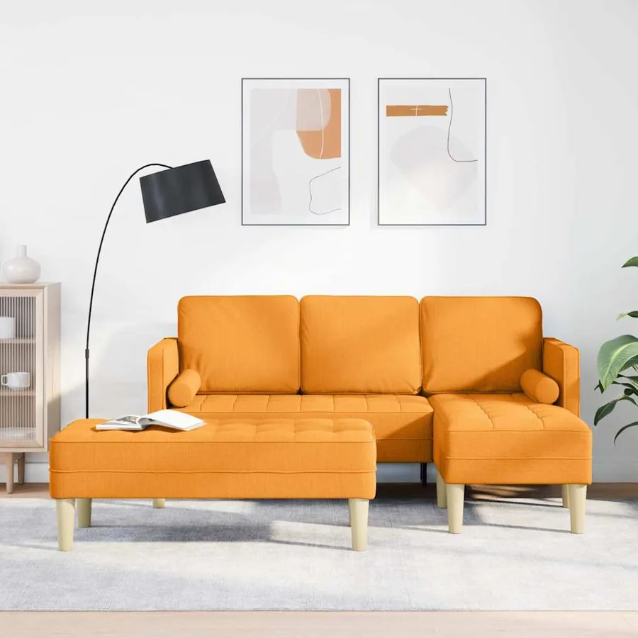 Ensemble de Canapés avec coussin 2 pcs Jaune foncé Polyester