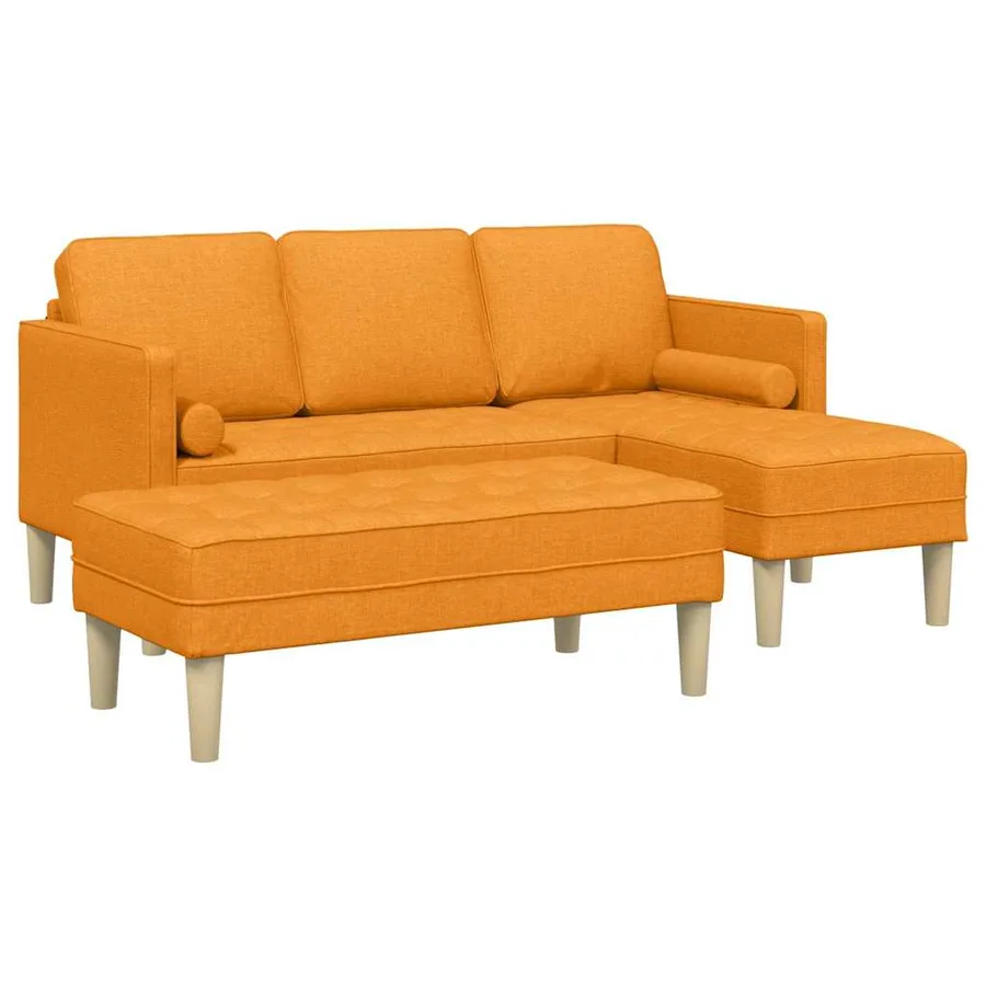 Ensemble de Canapés avec coussin 2 pcs Jaune foncé Polyester - 2
