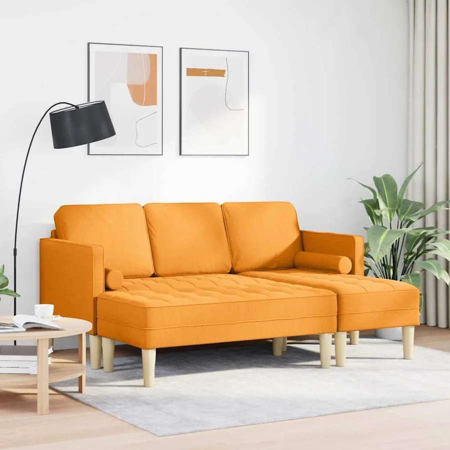 Ensemble de Canapés avec coussin 2 pcs Jaune foncé Polyester - 3