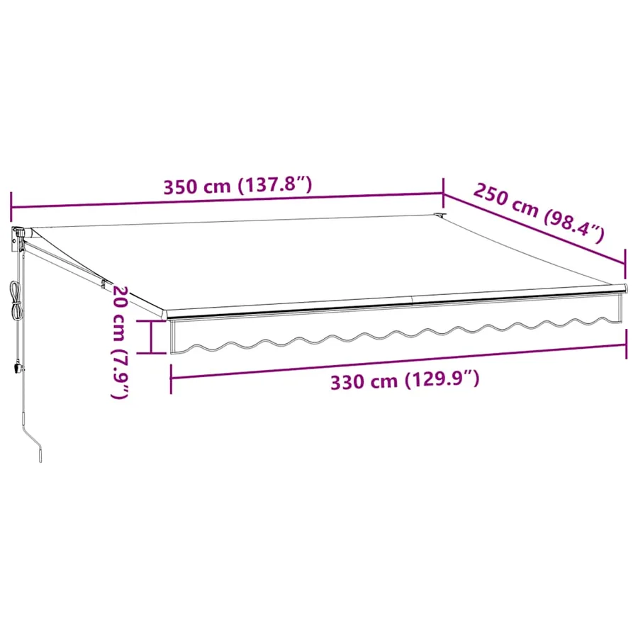 Auvent rétractable automatique marron 350x250 cm - 10
