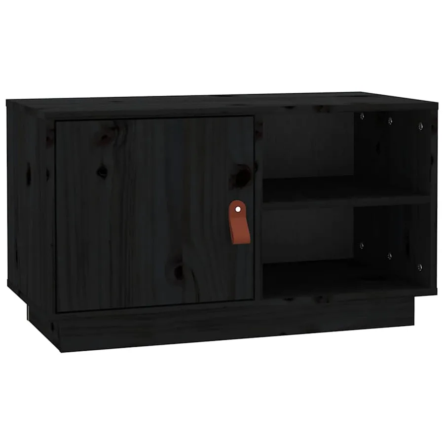 Meuble TV Noir 70x34x40 cm Bois de pin massif - 2