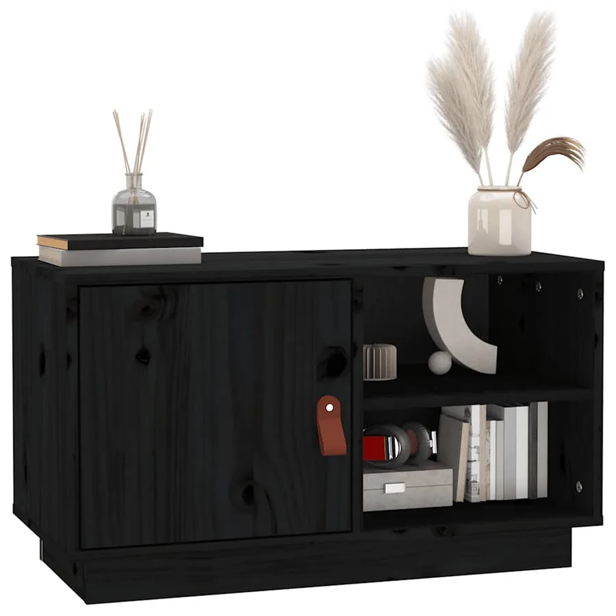 Meuble TV Noir 70x34x40 cm Bois de pin massif - 4