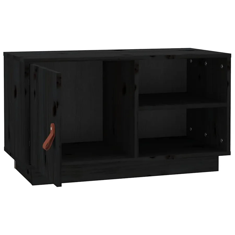 Meuble TV Noir 70x34x40 cm Bois de pin massif - 7