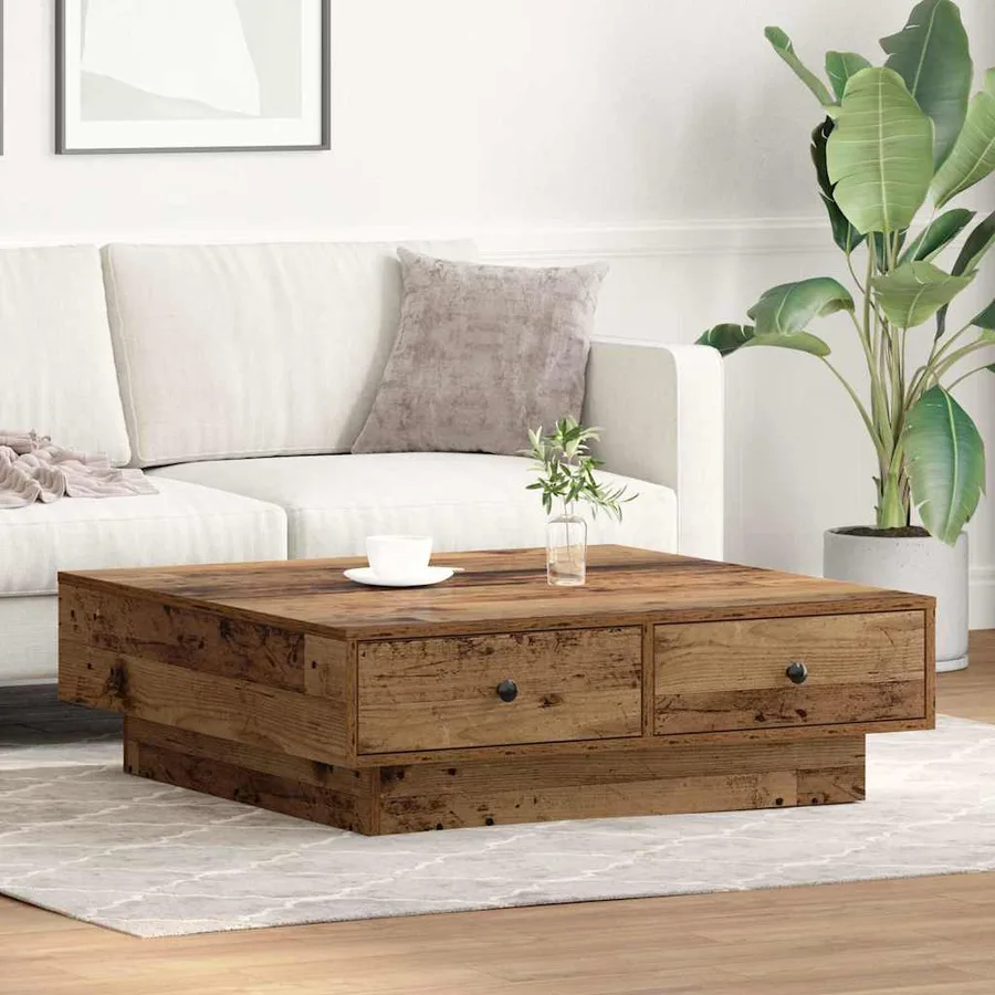 Table basse Bois ancien 90 x 90 x 28 cm Bois d'ingénierie - 4