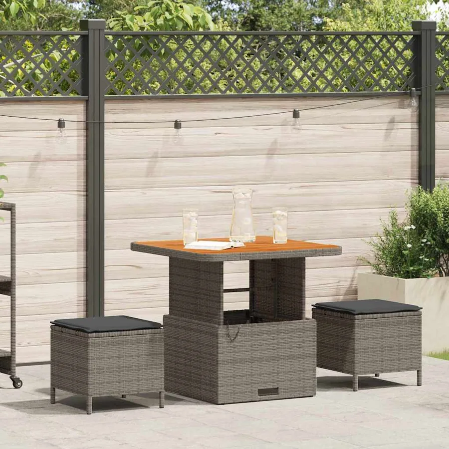 Ensemble de salle à manger pour jardin Gris polyrotin