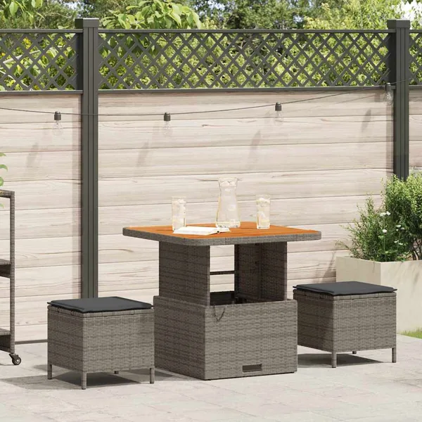 Ensemble de salle à manger pour jardin Gris polyrotin
