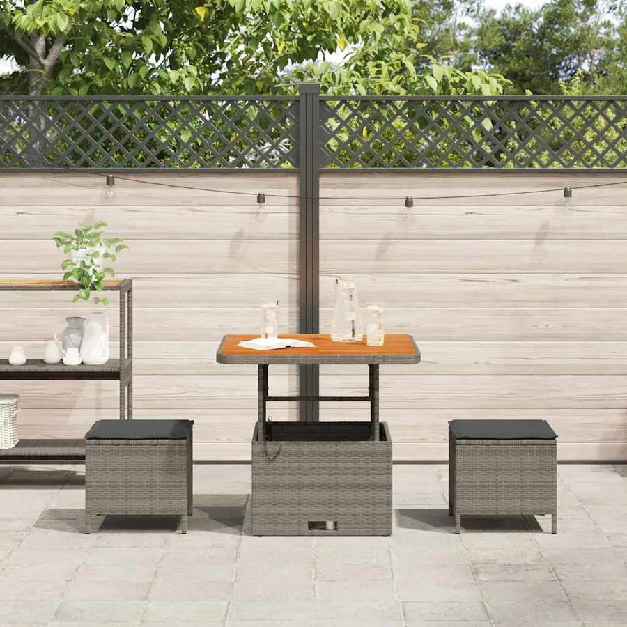 Ensemble de salle à manger pour jardin Gris polyrotin - 4