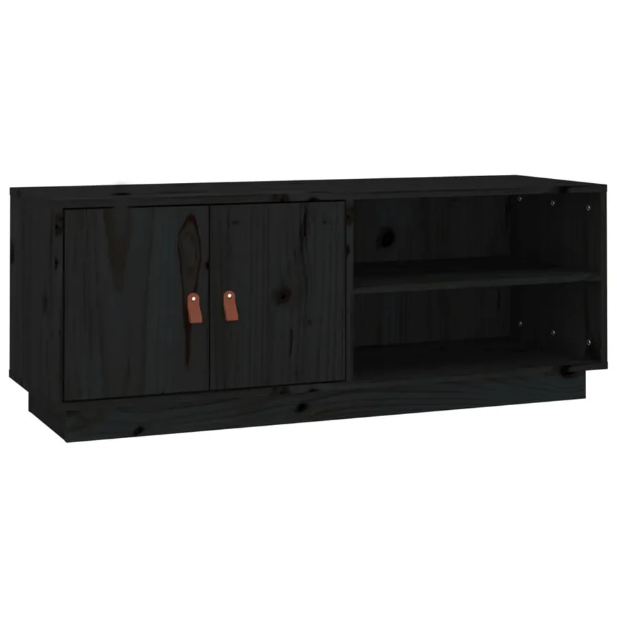Meuble TV Noir 105x34x40 cm Bois de pin massif - 2