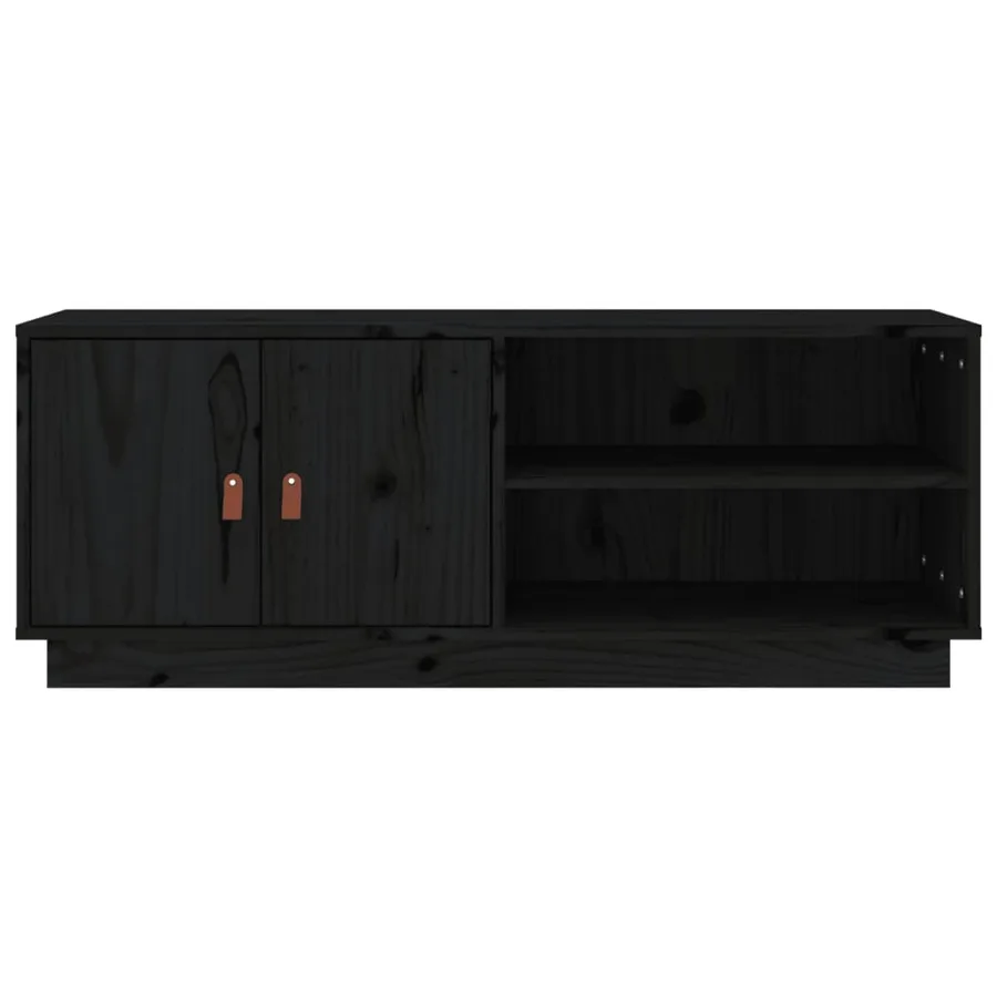 Meuble TV Noir 105x34x40 cm Bois de pin massif - 6