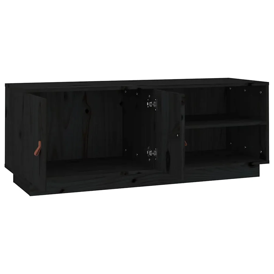 Meuble TV Noir 105x34x40 cm Bois de pin massif - 7