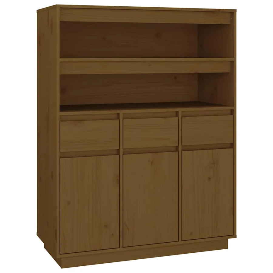 Buffet haut Marron miel 89x40x116,5 cm Bois massif de pin - 2