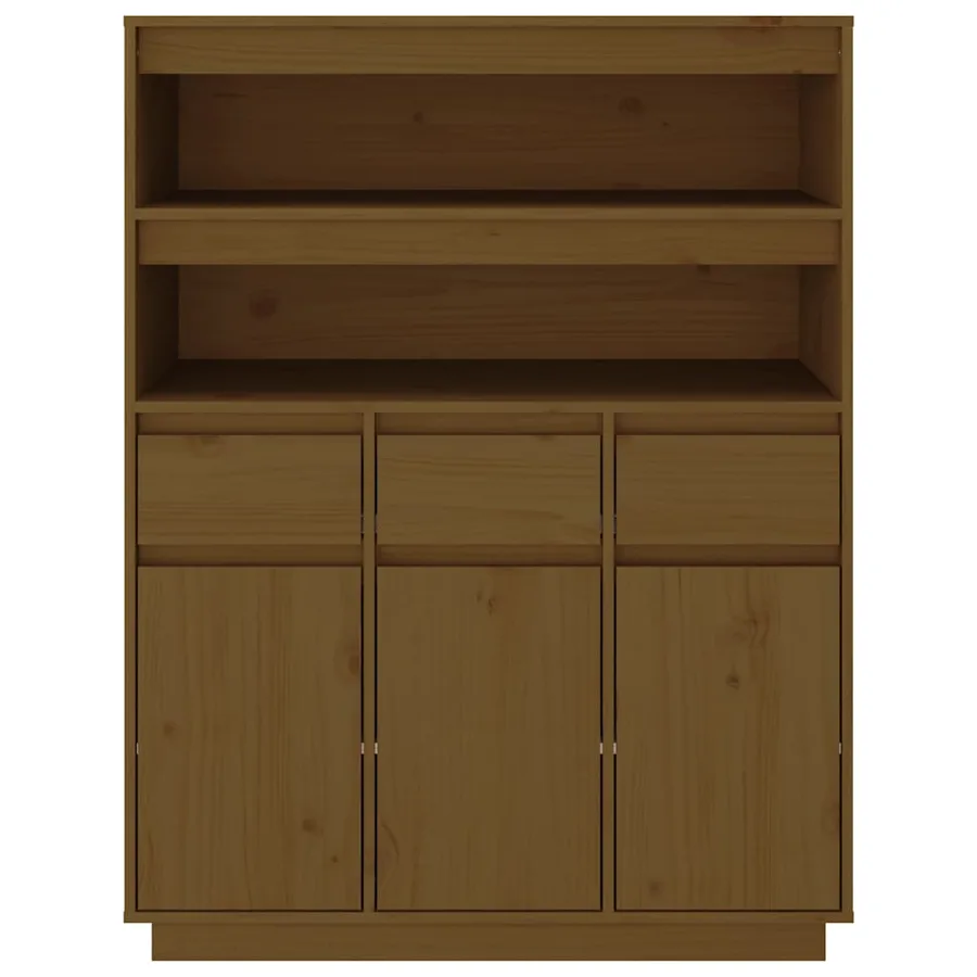 Buffet haut Marron miel 89x40x116,5 cm Bois massif de pin - 3
