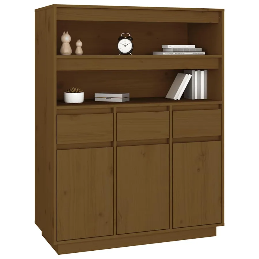 Buffet haut Marron miel 89x40x116,5 cm Bois massif de pin - 7