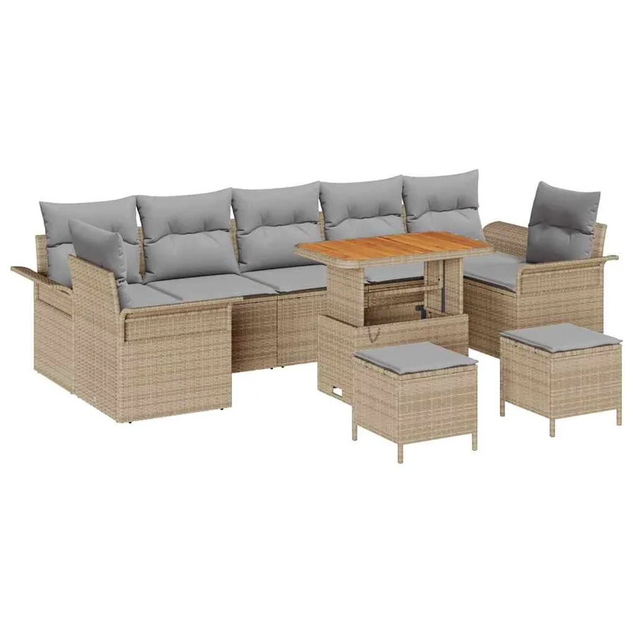 Ensemble de canapé de jardin 10 pcs Beige polyrotin - 2