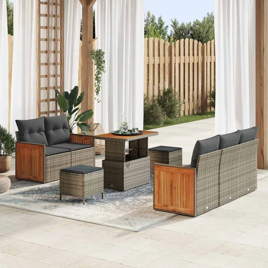 Ensemble de canapé de jardin avec coussin 10 pcs Gris polyrotin